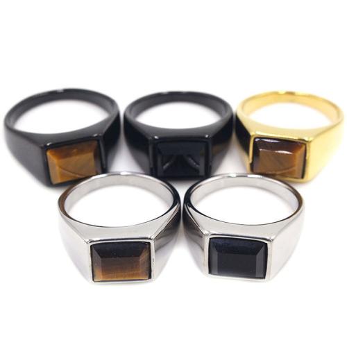 Andere Ring voor mannen, Titanium Staal, met Edelsteen, gepolijst, verschillende grootte voor keus & voor de mens, meer kleuren voor de keuze, Verkocht door PC