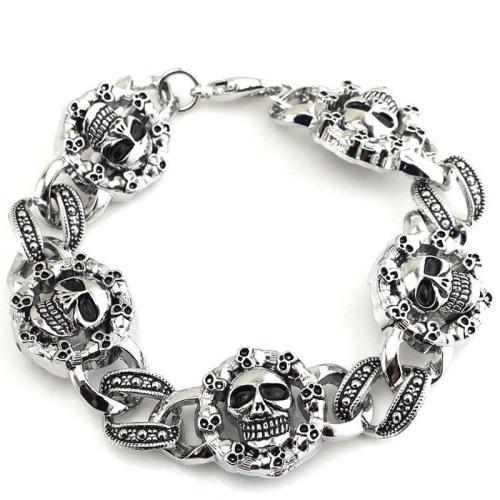 Bracelet en alliage de zinc, Placage, le style de punk & pour homme, argent, Longueur:20 cm, Vendu par PC