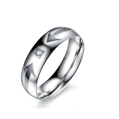 Titan Edelstahl Ringe, Titanstahl, poliert, unisex & verschiedene Größen vorhanden & verschiedene Stile für Wahl & Micro pave Zirkonia, keine, verkauft von PC