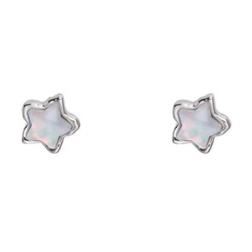 Zinc Alloy Stud Earring Star silver color plated & micro pave cubic zirconia & for woman earring length10-15mm Sold By Pair