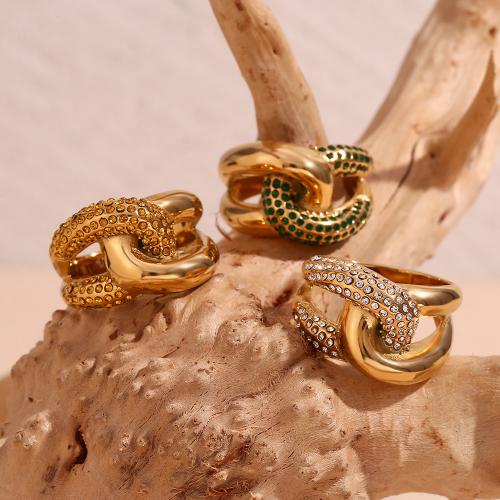 Cubic Zirconia nerezové prst prsten, 316L nerezové oceli, 18K pozlacené, módní šperky & různé velikosti pro výběr & micro vydláždit kubické zirkony & pro ženy, více barev na výběr, Prodáno By PC