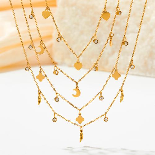 Stainless Steel Jewelry Necklace 304 Stainless Steel with 5cm extender chain Vacuum Ion Plating fashion jewelry & for woman golden Length Approx 40 cm Sold By PC