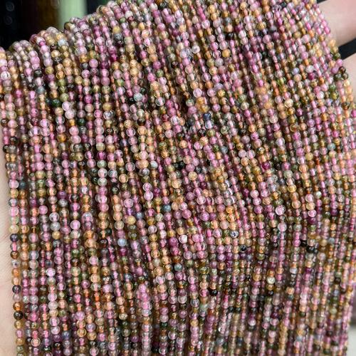 Gemstone Jewelry Beads, Tourmaline, Round, fashion jewelry & DIY, mixed colors, 2.30mm, Sold Per Approx 38 cm Strand