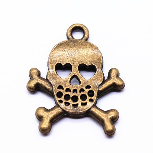 Tibetan Style Skull Pendants, antique bronze color plated, vintage & fashion jewelry & DIY & hollow, 25x21mm, Sold By PC
