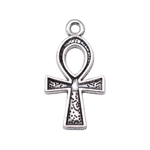 Cink Alloy križa Privjesci, starinski srebrne boje pozlaćen, Berba & modni nakit & možete DIY & šupalj, 25x14mm, Prodano By PC