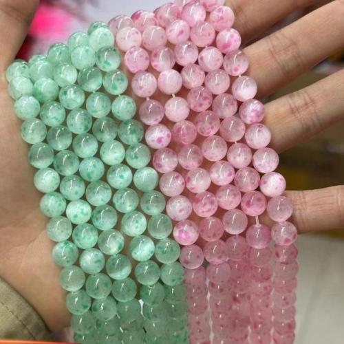 Gemstone Jewelry Beads, Gypsum Stone, Round, polished, fashion jewelry & DIY, more colors for choice, 8mm, Approx 46PCs/Strand, Sold By Strand