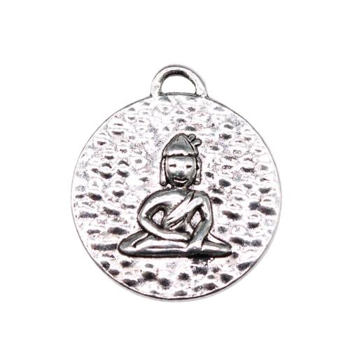 Tibetan Style Flat Round Pendants, antique silver color plated, vintage & fashion jewelry & DIY, 22x20mm, Sold By PC