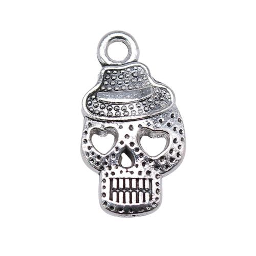 Tibetan Style Skull Pendants, antique silver color plated, vintage & fashion jewelry & DIY & hollow, 21x12mm, Sold By PC