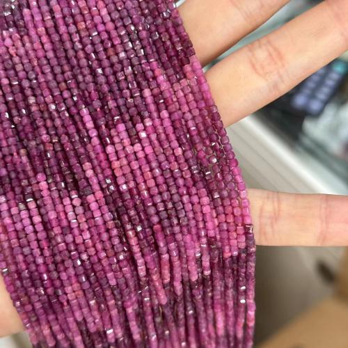 Gemstone Jewelry Beads Ruby Square polished fashion jewelry & DIY & faceted fuchsia 2mm Approx Sold By Strand