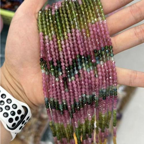 Gemstone Jewelry Beads Tourmaline Round polished fashion jewelry & DIY & faceted mixed colors 3.50mm Approx Sold By Strand