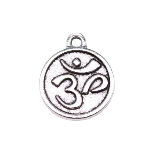 Tibetan Style Flat Round Pendants, antique silver color plated, vintage & fashion jewelry & DIY, 15x18mm, Sold By PC