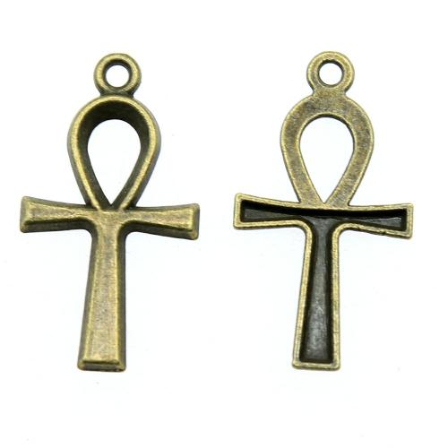 Tibetan Style Cross Pendants, plated, vintage & fashion jewelry & DIY & hollow, more colors for choice, 26x14mm, Sold By PC