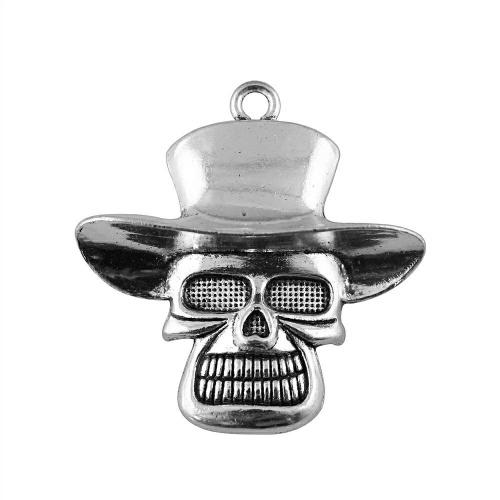 Tibetan Style Skull Pendants, antique silver color plated, vintage & fashion jewelry & DIY, 50x48mm, Sold By PC