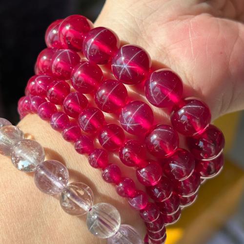 Gemstone Bracelets Ruby Alumina Round polished fashion jewelry & Unisex red Approx Sold By Strand
