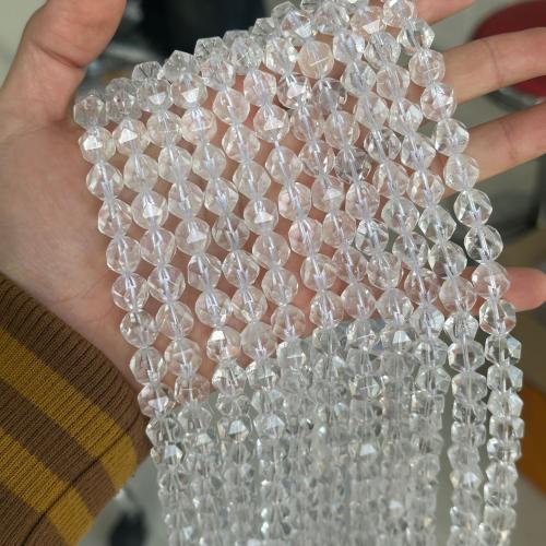 Natural Clear Quartz Beads Polygon polished fashion jewelry & DIY & faceted clear Sold Per Approx 38 cm Strand