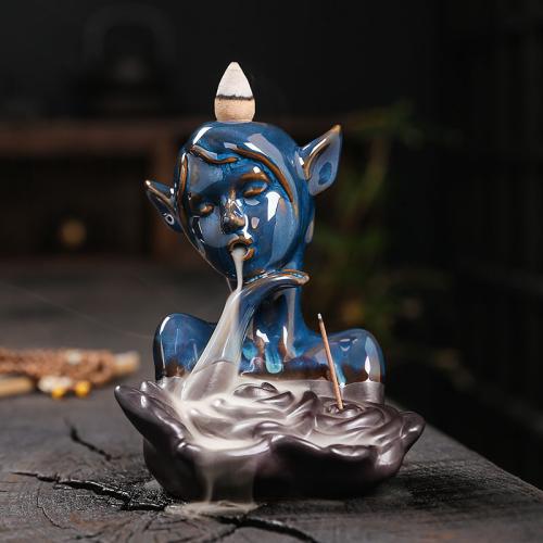 Backflow Incense Burner, Porcelain, half handmade, for home and office & durable & multifunctional, 107x96x130mm, Sold By PC