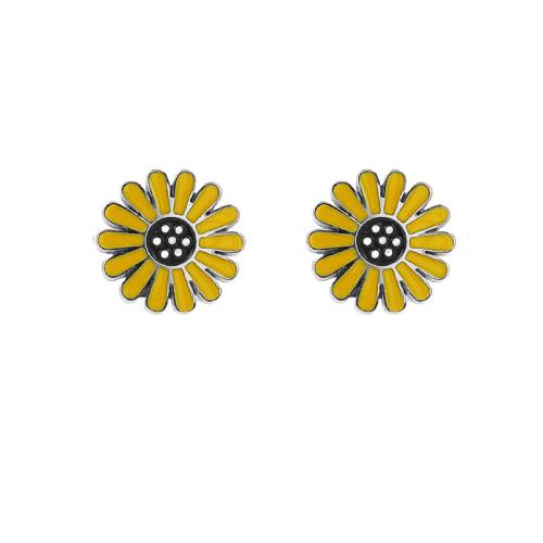 Titanium Steel  Earring, Flower, fashion jewelry & for woman & enamel, more colors for choice, nickel, lead & cadmium free, 9.50x9.50mm, Sold By Pair