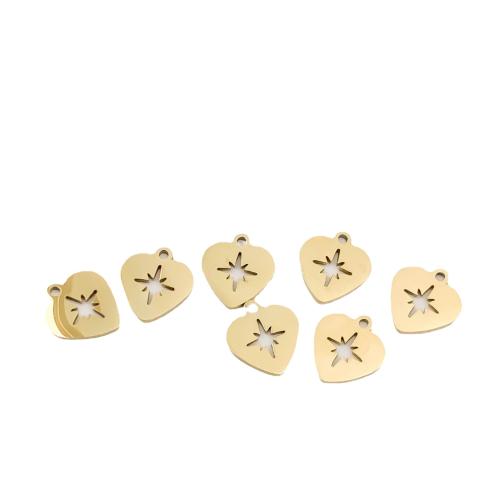 Stainless Steel Heart Pendants, 316L Stainless Steel, DIY, golden, 12x11mm, 2PCs/Bag, Sold By Bag
