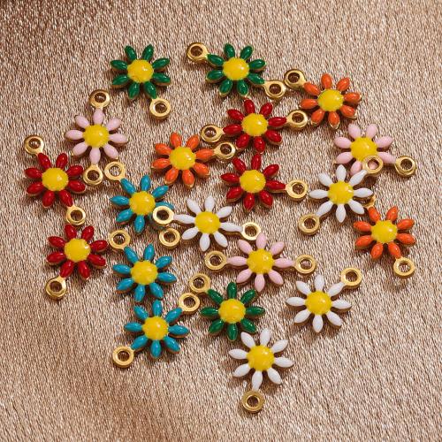 Stainless Steel Flower Pendant, 304 Stainless Steel, Daisy, DIY & different styles for choice & enamel, more colors for choice, 7.50mm, 20PCs/Bag, Sold By Bag