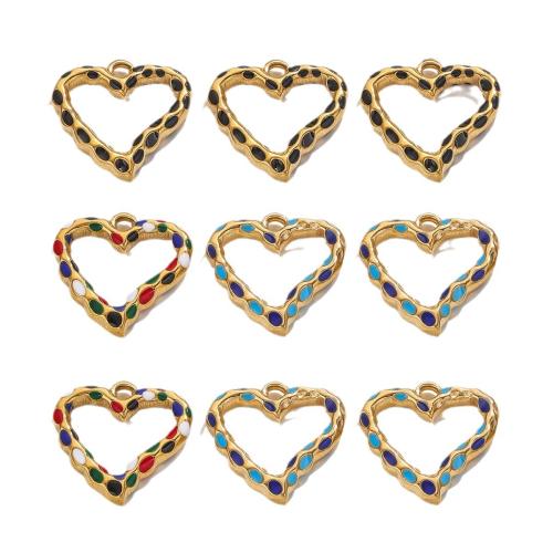 Stainless Steel Heart Pendants, 304 Stainless Steel, DIY & enamel, more colors for choice, 20.50x21mm, 5PCs/Bag, Sold By Bag