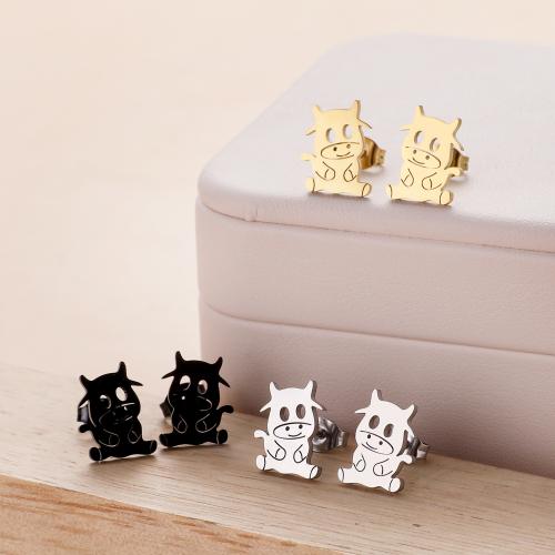 Stainless Steel Stud Earrings 304 Stainless Steel Cow fashion jewelry & for woman 10mm Sold By Pair