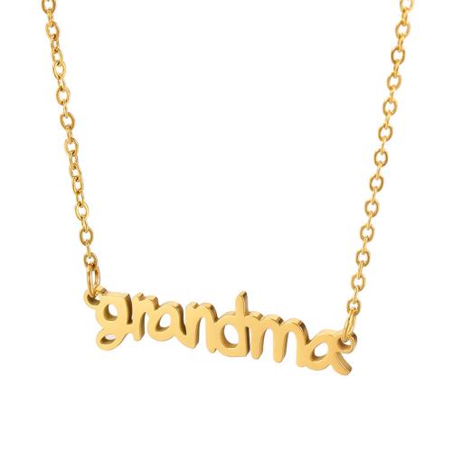 Stainless Steel Jewelry Necklace 304 Stainless Steel Alphabet Letter Vacuum Ion Plating Mother Day Jewelry & for woman Length 45 cm Sold By PC