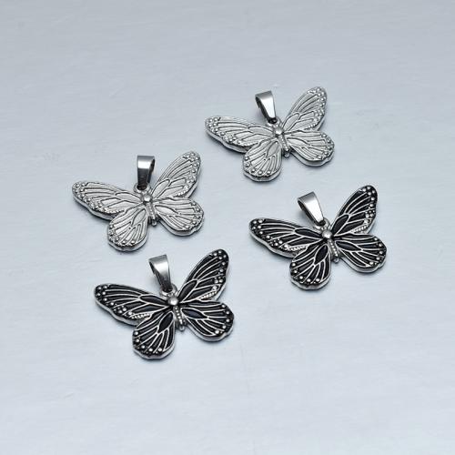 Stainless Steel Animal Pendants, 304 Stainless Steel, Butterfly, DIY, more colors for choice, 30x22mm, Sold By PC