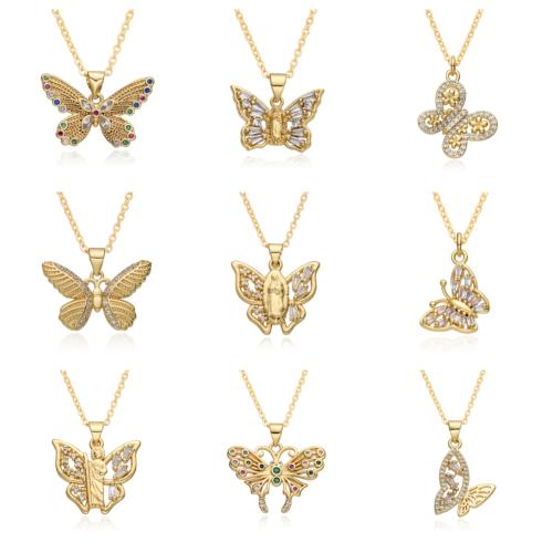 Cubic Zircon Micro Pave Brass Necklace, gold color plated, different styles for choice & micro pave cubic zirconia & for woman, more colors for choice, nickel, lead & cadmium free, Sold By PC