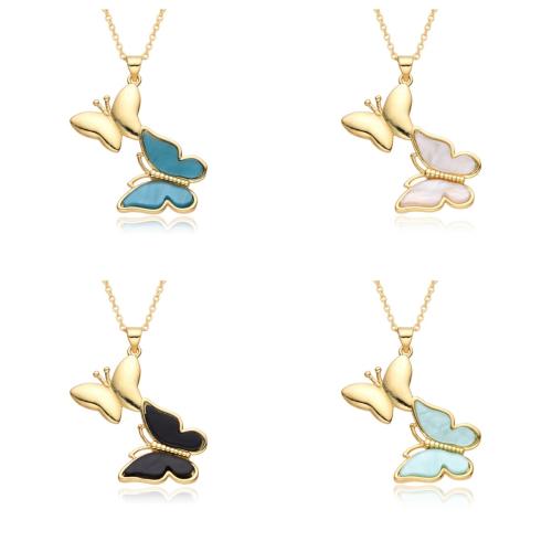 Brass Necklace, with Shell, Butterfly, gold color plated, for woman, more colors for choice, nickel, lead & cadmium free, Sold By PC