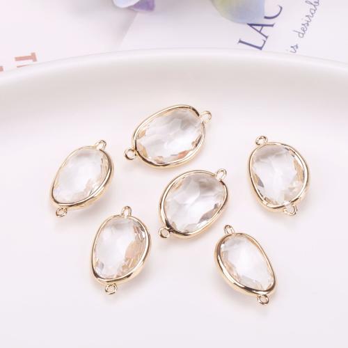 Brass Jewelry Connector, with Crystal, gold color plated, DIY & 1/1 loop, white, 13x22mm, Sold By PC
