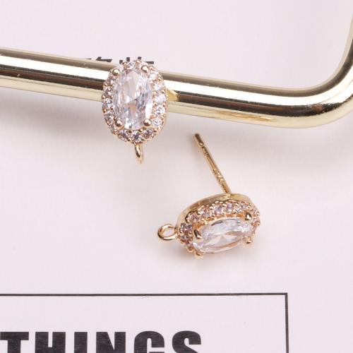Brass Earring Drop Component gold color plated micro pave cubic zirconia & for woman Sold By Pair