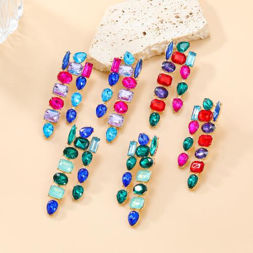 Tibetan Style Stud Earring, fashion jewelry & for woman & with rhinestone, more colors for choice, nickel, lead & cadmium free, 66x21mm, Sold By Pair