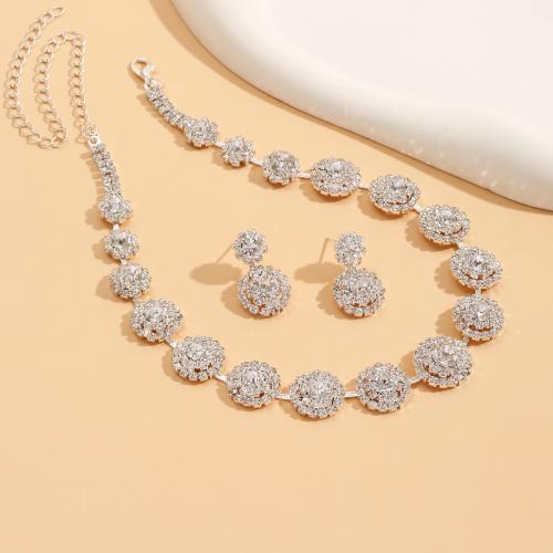 Tibetan Style Jewelry Sets, Stud Earring & necklace, plated, 2 pieces & for woman & with rhinestone, more colors for choice, nickel, lead & cadmium free, Sold By Set