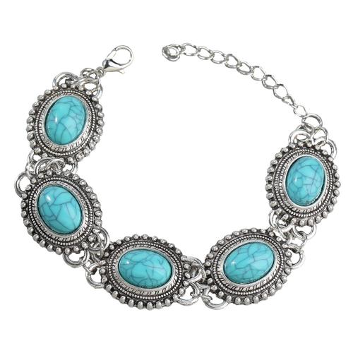 Zinc Alloy Stud Earring with turquoise with 2.28 Inch extender chain plated fashion jewelry & for woman cyan nickel lead & cadmium free Length 6.92 Inch Sold By PC
