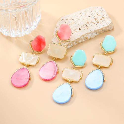 Tibetan Style Stud Earring, with Acetate, plated, fashion jewelry & for woman, more colors for choice, 84x27mm, Sold By Pair