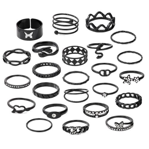 Cink Alloy Ring Set, Cink ötvözet, divat ékszerek & egynemű & strasszos, több színt a választás, Által értékesített Set