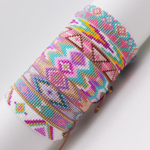 Glass Beads Bracelet, with Polyester Cord, handmade, different styles for choice & for woman, more colors for choice, Length:Approx 13.8 cm, Sold By PC