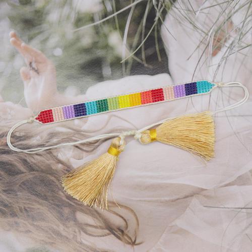 Glass Beads Bracelet, with Polyester Cord, different styles for choice & for woman, multi-colored, Length:Approx 14.5 cm, Sold By PC
