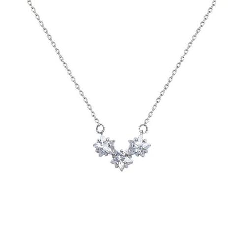 Cubic Zircon Micro Pave Brass Necklace, with 5CM extender chain, plated, micro pave cubic zirconia & for woman, platinum color, Length:Approx 40 cm, Sold By PC
