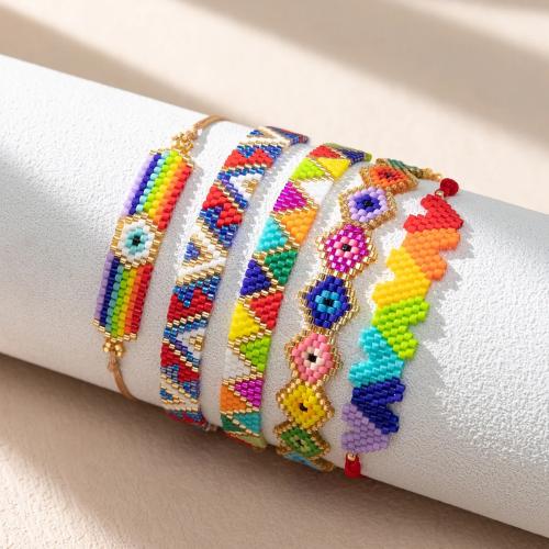 Pulsera de perlas de vidrio, con cordón poliéster, diferentes estilos para la opción & para mujer, más colores para la opción, Vendido por UD