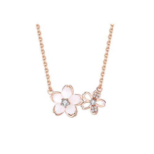 Cubic Zircon Micro Pave Brass Necklace, with White Shell, with 5CM extender chain, plated, micro pave cubic zirconia & for woman, rose gold color, Length:Approx 40 cm, Sold By PC