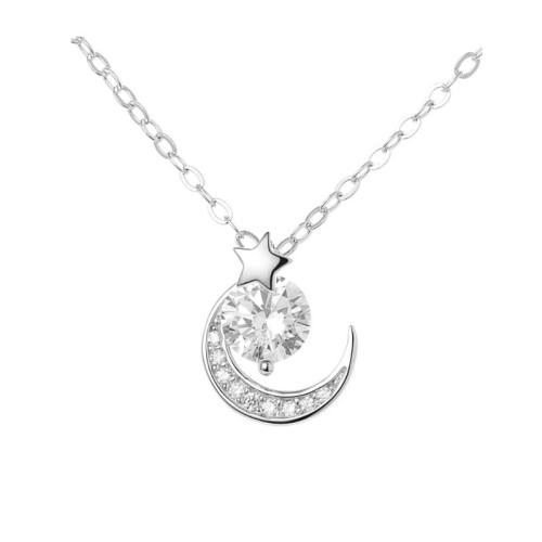 Cubic Zircon Micro Pave Brass Necklace with 5CM extender chain plated micro pave cubic zirconia & for woman platinum color Length Approx 40 cm Sold By PC