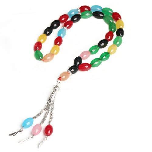 Bracelet de perles de verre, avec alliage de zinc, fait à la main, style folk & unisexe, multicolore, Longueur:40 cm, Vendu par PC