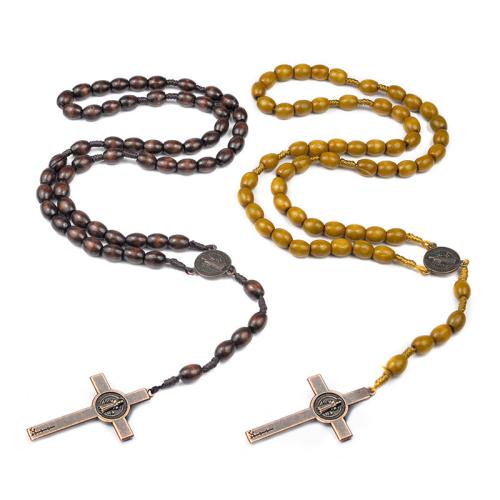 Rosary Necklace Zinc Alloy with Seedbead & Cotton Cord & Wood handmade folk style & Unisex Length Approx 41-50 cm Sold By PC