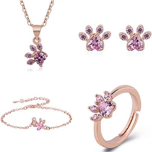 cuproníquel Conjunto de joya, Garra, chapado en color rosa dorada, diferentes estilos para la opción & para mujer & con diamantes de imitación, Vendido por UD
