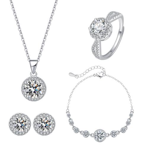 Brass Jewelry Set, platinum color plated, different styles for choice & micro pave cubic zirconia & for woman, Sold By PC
