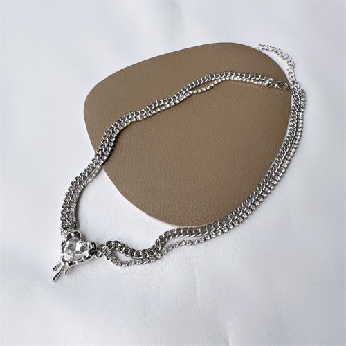 Titanium Steel Necklace with Crystal with 6cm extender chain fashion jewelry & for woman Length Approx 40 cm Sold By PC