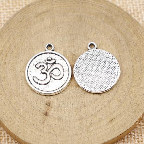 Tibetan Style Flat Round Pendants, plated, vintage & fashion jewelry & DIY, more colors for choice, 18mm, Sold By PC
