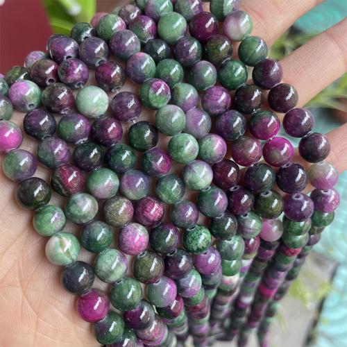 Natural Jade Beads Round fashion jewelry & DIY mixed colors Sold Per Approx 38 cm Strand