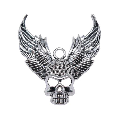 Tibetan Style Skull Pendants, antique silver color plated, vintage & fashion jewelry & DIY & hollow, 34x50mm, Sold By PC